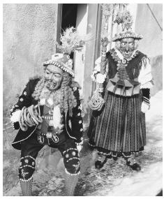 Costumed Austrians at a festival in Imst.