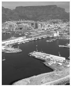 Cape Town harbor. The city was formed in 1652 as a trading station of the Dutch East India Company. 