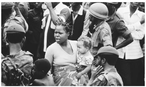 A group of women and soldiers during a 1980 visit by Pope John Paul II to Brazzaville, Congo. Roughly 50 percent of Congo natives practice Christianity.